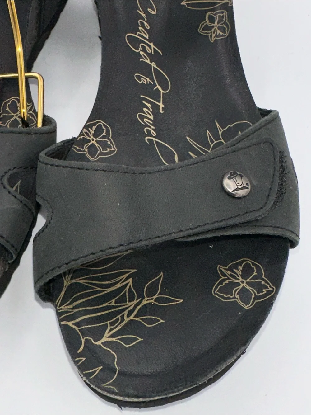 Panama Jack Julia Wedge Sandals Size 37 US 6.5 Black Adjustable Strap  AA28